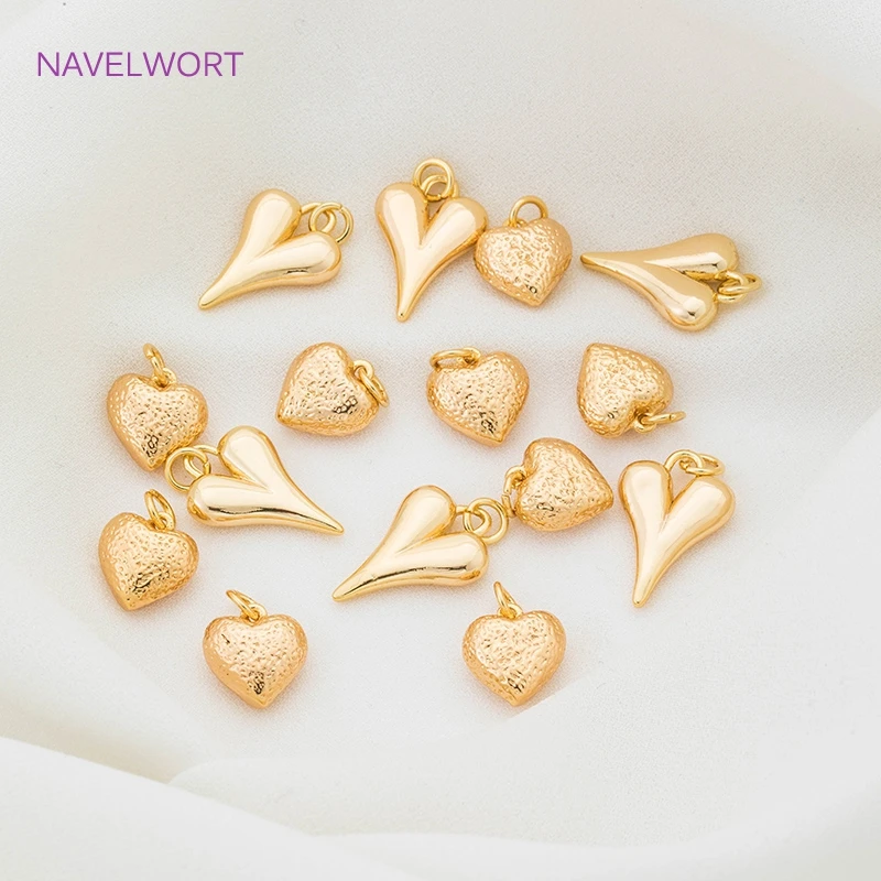 Simple Heart Shape Charms Pendants 18K Gold Plated High Quality Necklace Pendant Findings DIY Handmade Jewelry Accessories