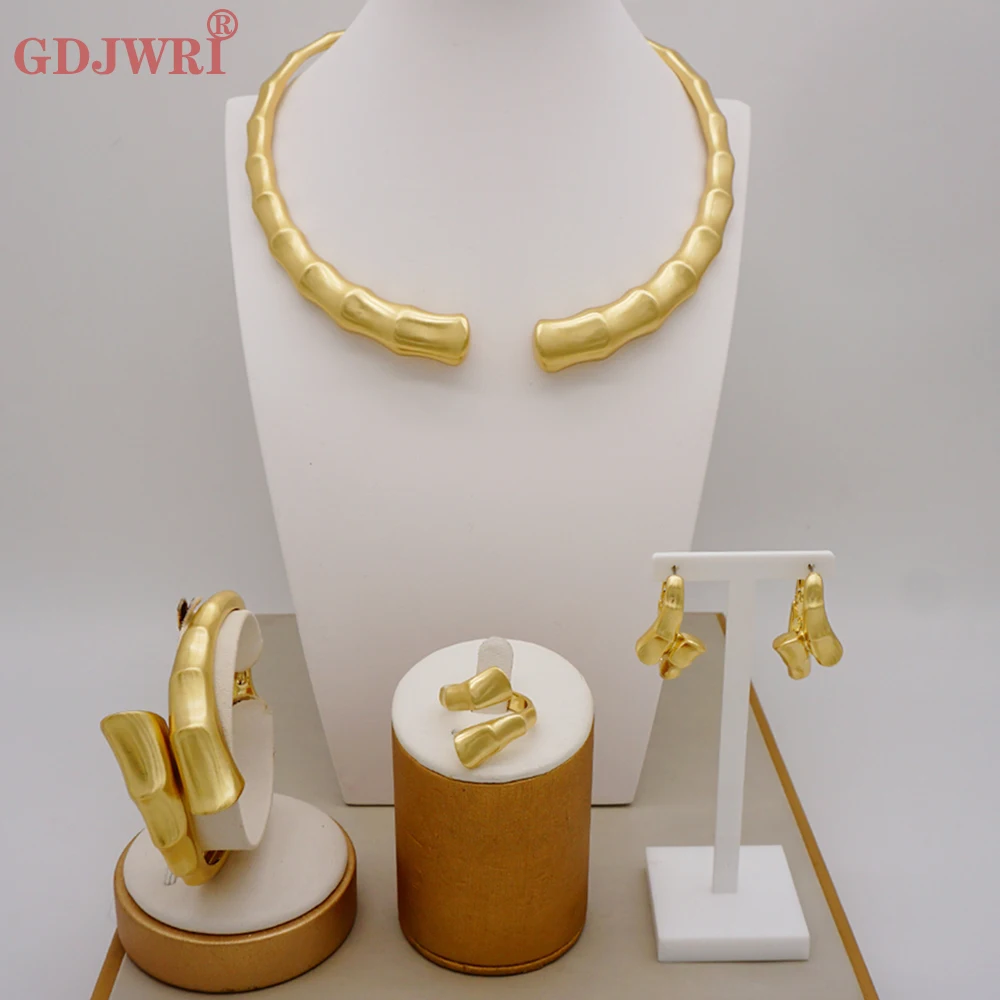 Dubai Luxury Gold Design Jewelry Set for Women Bridal Fashion Jewellery Sets Wedding Necklace and Earrings African Banquet Gift