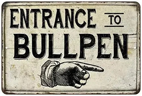 Entrance to Bullpen Sign Vintage Baseball Decor Signs Wall Decorations Room Art Tin Plaque Gift  Matte Finish Metal 108120020153