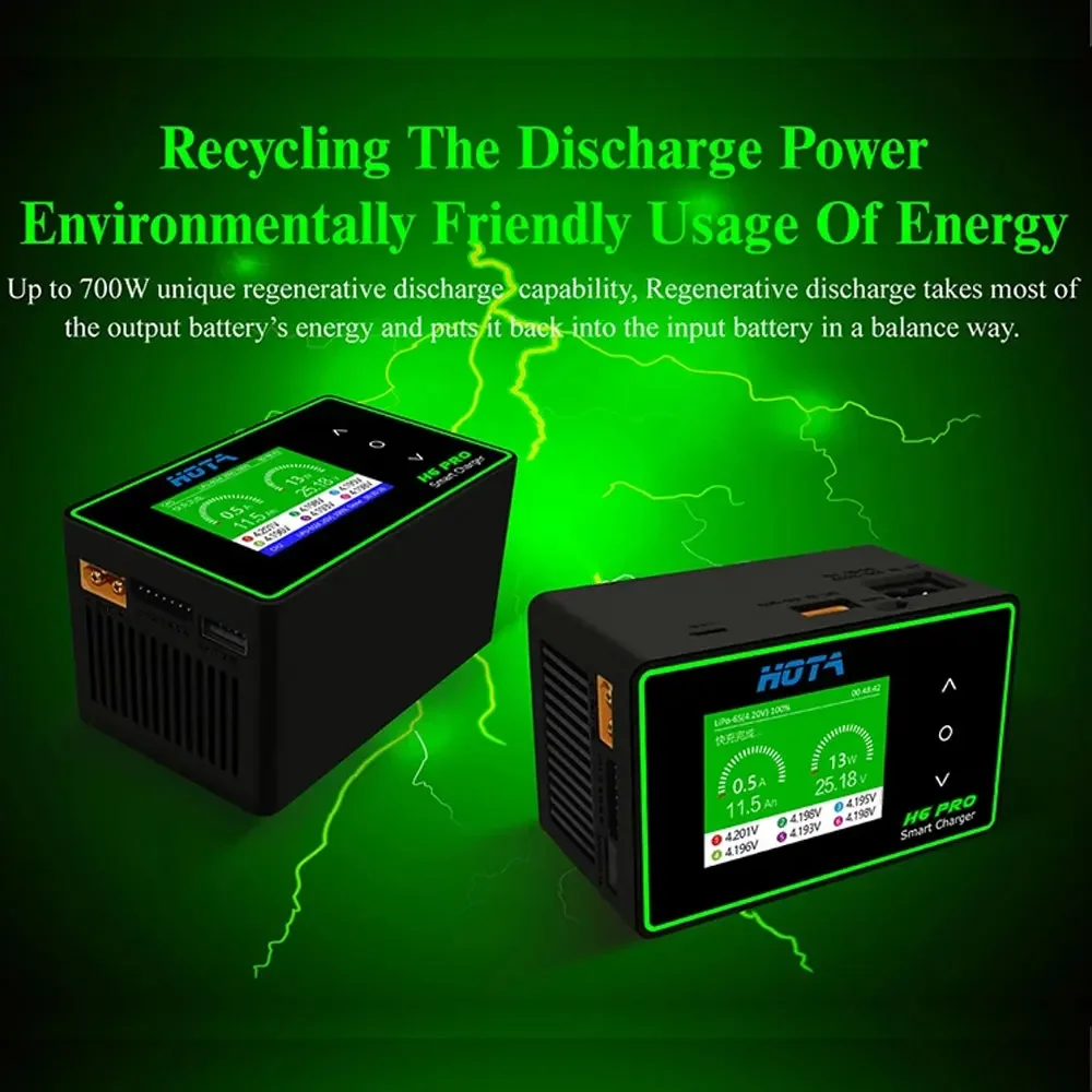 HOTA H6 Pro Duo AC 200W DC 700W 26A Mini Battery Charger 1-6S Lipo NiMh Li-ion Ni-Cd Digital RC Balance Charger Discharger