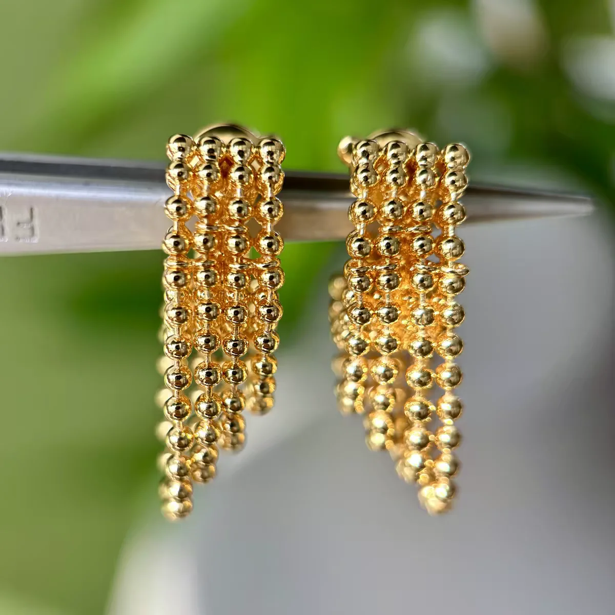 KQDANCE New 18K Gold Plated Multi Layer Round Bead Tassel Hoop Earrings For Women Long Dangle Chain Drop Earrings Party Jewelry