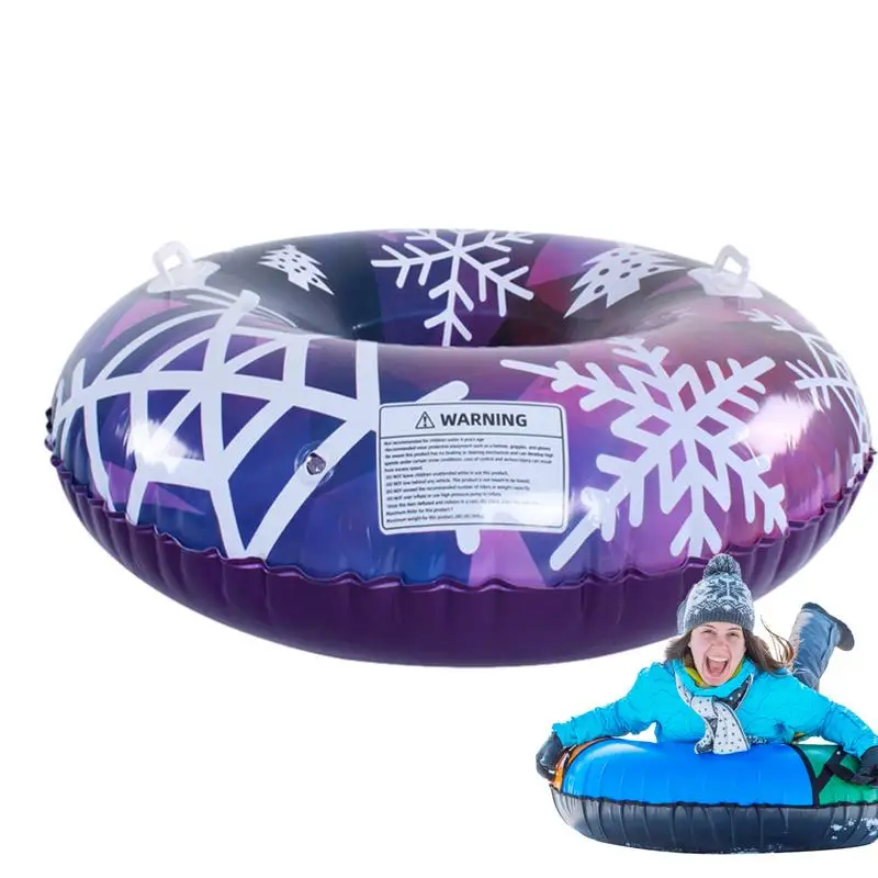 Snow Tubes For Sledding Heavy Duty Snow Tube Inflatable Sled With 2 Handles Tear-Resistant Sledding Tube Winter Toys For