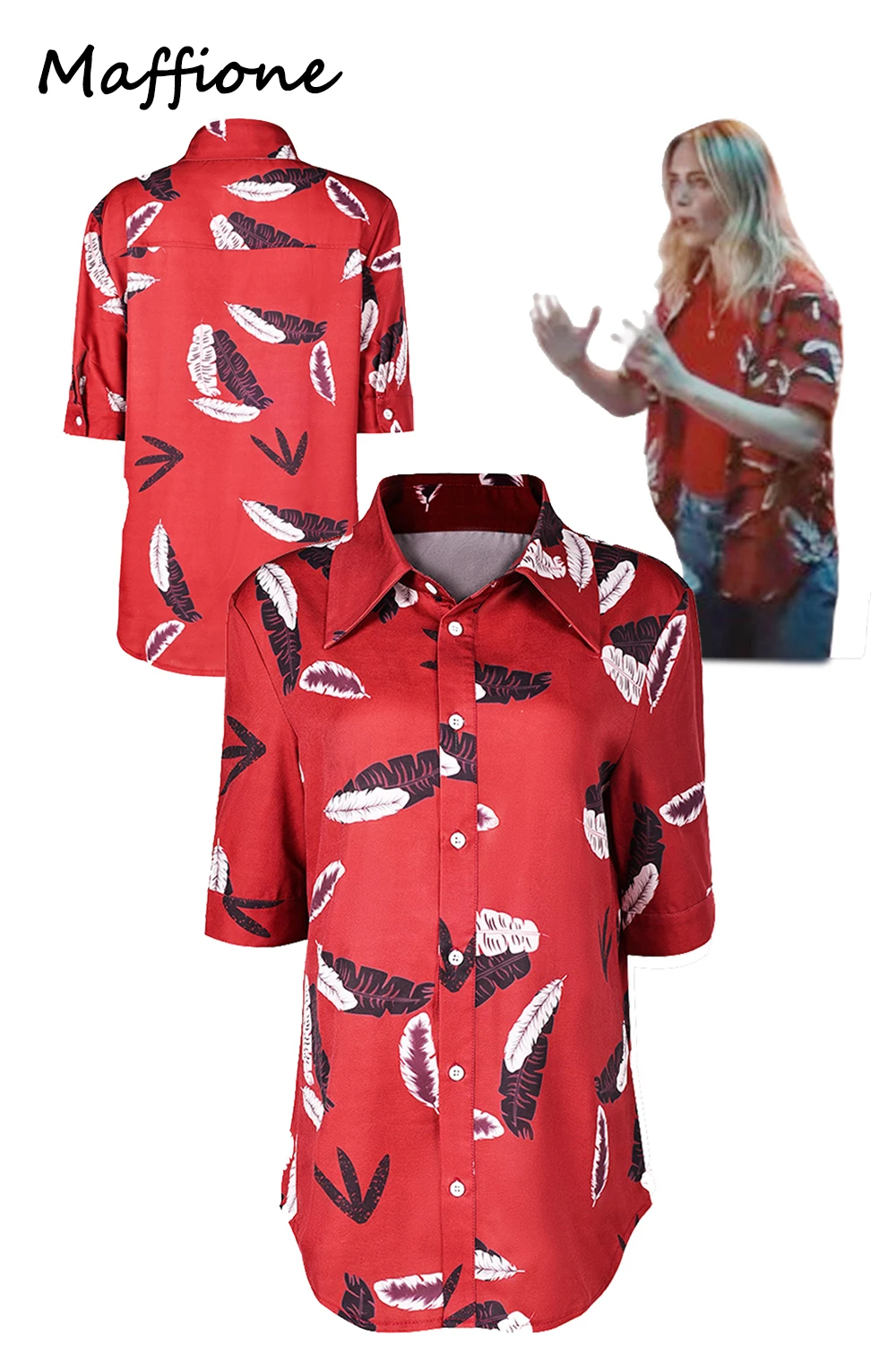 

Jody Moreno Roleplay Red Printed Shirt Cosplay Costume 2024 Movie The Fall Guy Outfits Women Adult Female Role Halloween Suit