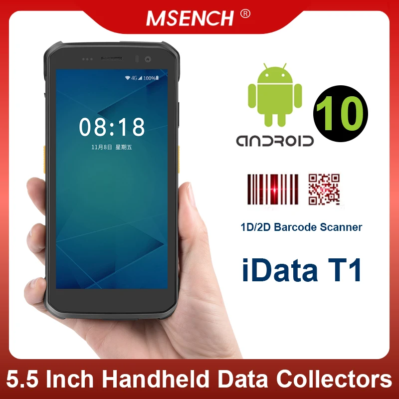 Rugged Data Collector 5.5 Inch Handheld Android PDA 10 GMS 4GB+64GB 1D/2D Barcode Scanner Bluetooth5.0 Big Battery iData T1