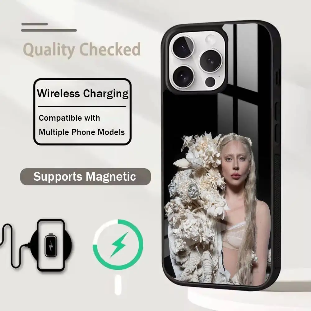 Famous Singer Lady G-Gaga Phone Case For iPhone17,16,15,14,13,12,11 Plus,Pro Compatible with magnetic wireless charging
