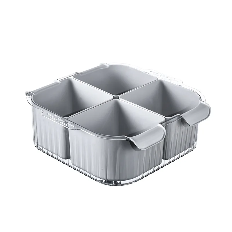 

kitchen artifact large capacity, fruit and vegetable fresh-keeping box, household prepared vegetables, divided drain basket