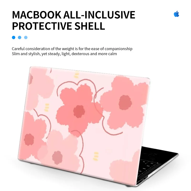 Laptop Sleeve Hard Shell Laptop Case for Macbook Air 13 A2337 Pro A2338 Case A2442 A2485 Pro16 A2681 Flower Cover Decorate Case