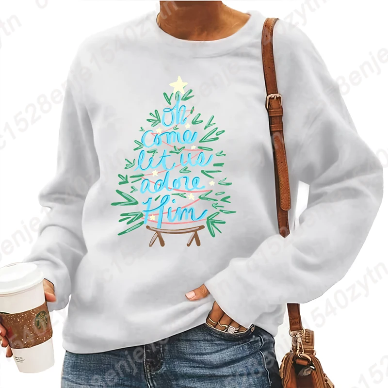 Christmas Sweatshirt for Women Funny Christmas Tree Christian Shirt Crewneck Long Sleeve Xmas Jesus Faith Tops