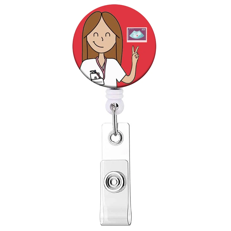 1PC Krankenhaus Krankenschwester Versenkbare Abzeichen Clip Arzt ID Karte Halter Reel für Namensschild Abzeichen Halter Bürobedarf Schnalle – Detail 34