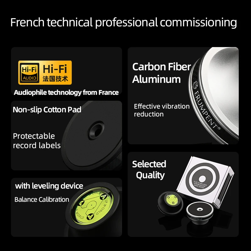 ERUMPENT LP Vinyl Old Record Disc Stabilizer Turntable Professional HiFi Turntable Level Meter Gramophone Clamp Stabilizer