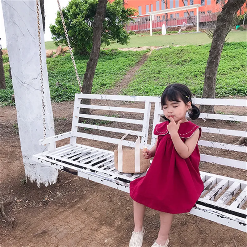 Girls Skirt Academy Big Collar Dress Princess Dress 2025 Summer New Children's Clothing Casual Fashion Comfortable