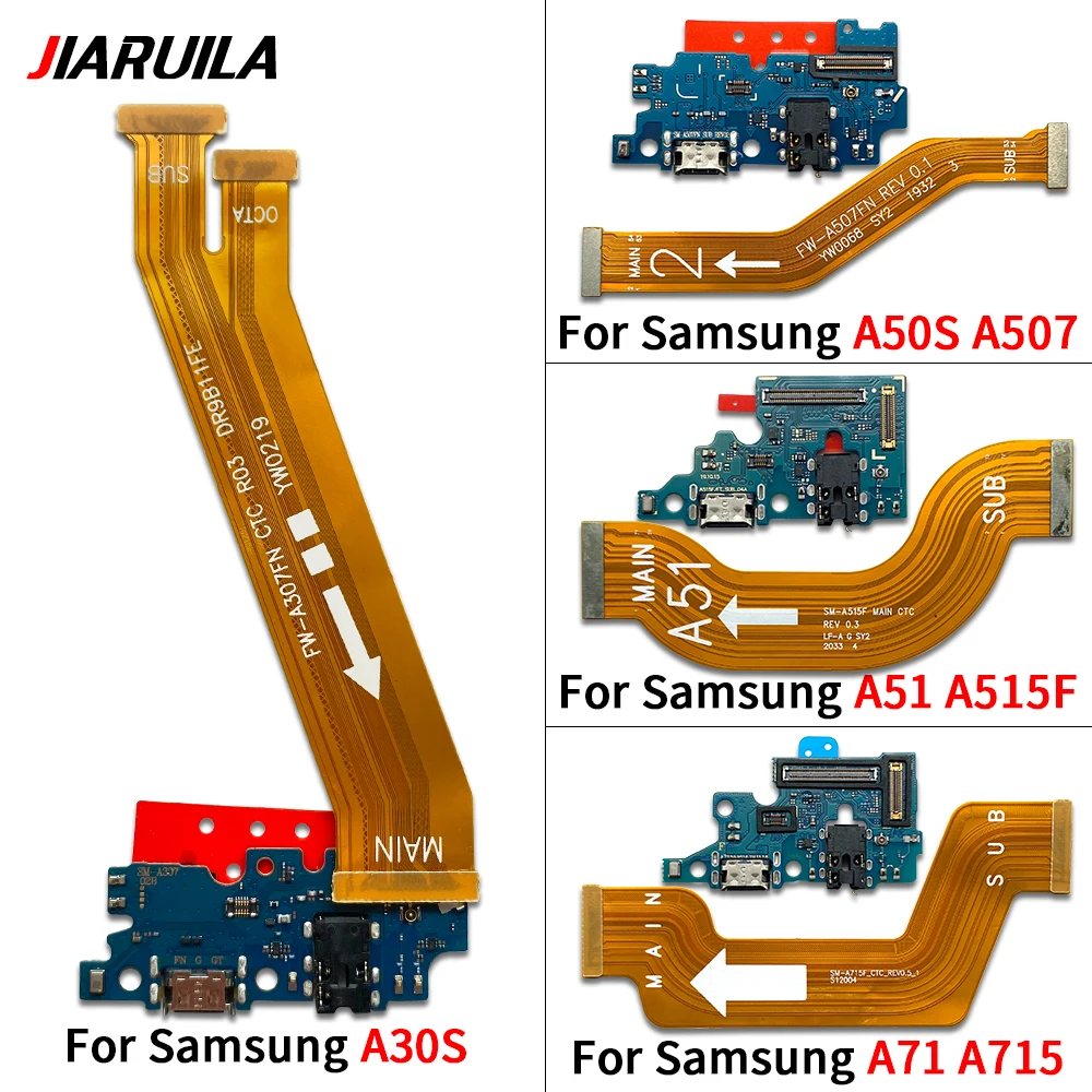 For Samsung A51 A71 A21S A30S A50S A515 A715F Dock Connector Micro USB Charger Charging Port With Mainboard Main Flex Cable