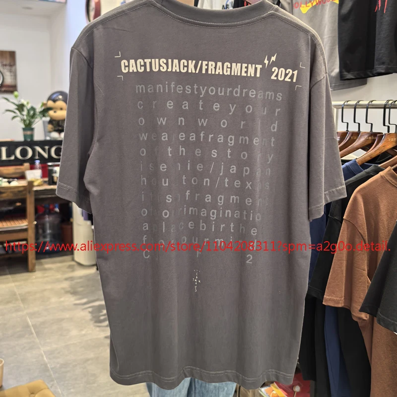 High Quality Streetwear Cactus Jack T-shirt Summer Hip-hop Trend Logo Foam Print Tops Men Casual Short Sleeve Tee