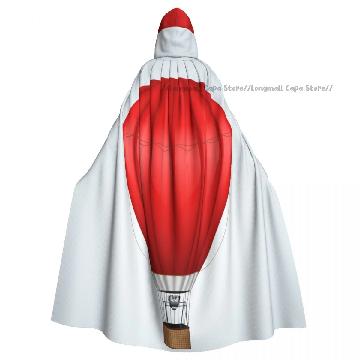 Red Hot Air Balloon Hooded Cloak Coat Halloween Cosplay Costume Vampire Devil Wizard Cape Gown Party