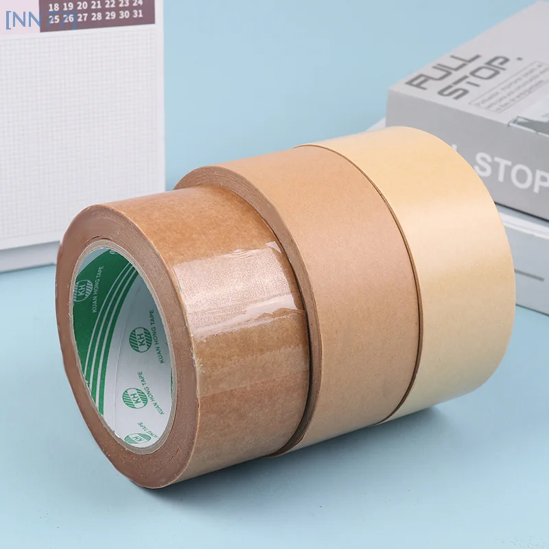 【3CS99】Cinta de papel Kraft marrón, cinta sellada de embalaje reciclable, autoadhesiva ecológica, embalaje con encías, envío y organización