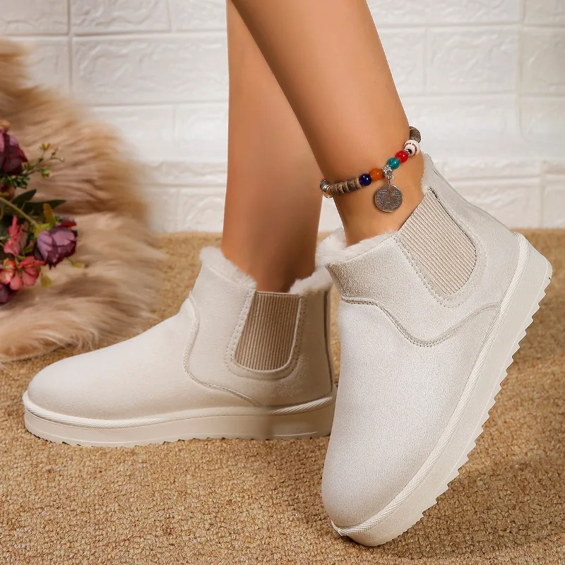 2024 nuove donne invernali stivali da neve peluche caldo antiscivolo impermeabile signore appartamenti Casual Slip on stivaletti femminili scarpe