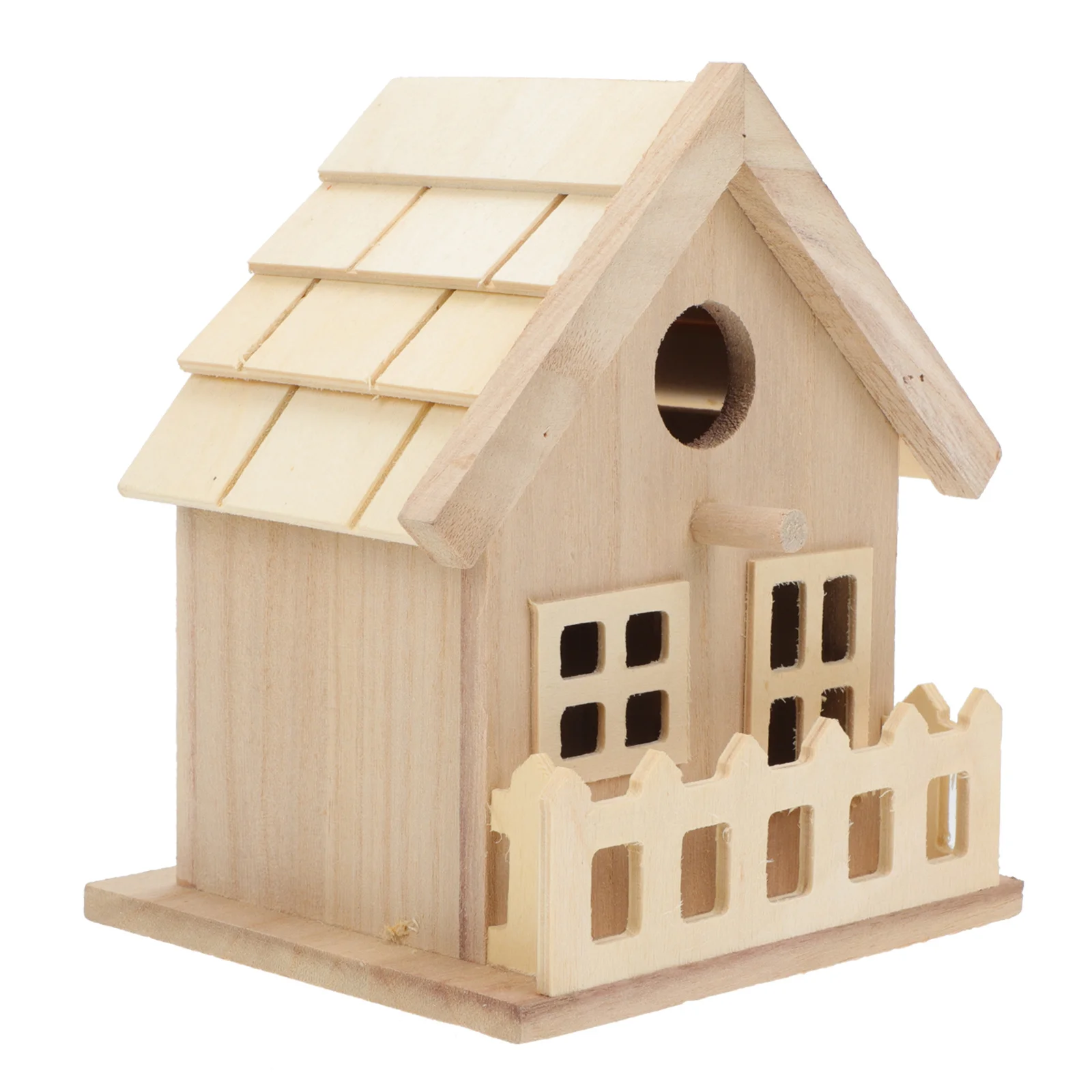 

Delicate Wooden Bird House Practical Feeder Exquisite Modeling Fine Grinding Smooth Surface Home Yard Decor Bird House