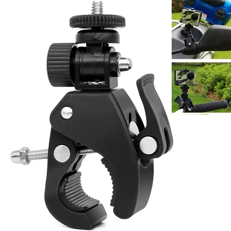 Multifunctional Camera DV DSLR Motorcycle Bike Bicycle Handlebar Clamp Bracket Tripod 1/4 Mount Screw Clip For Bike Sport Camera