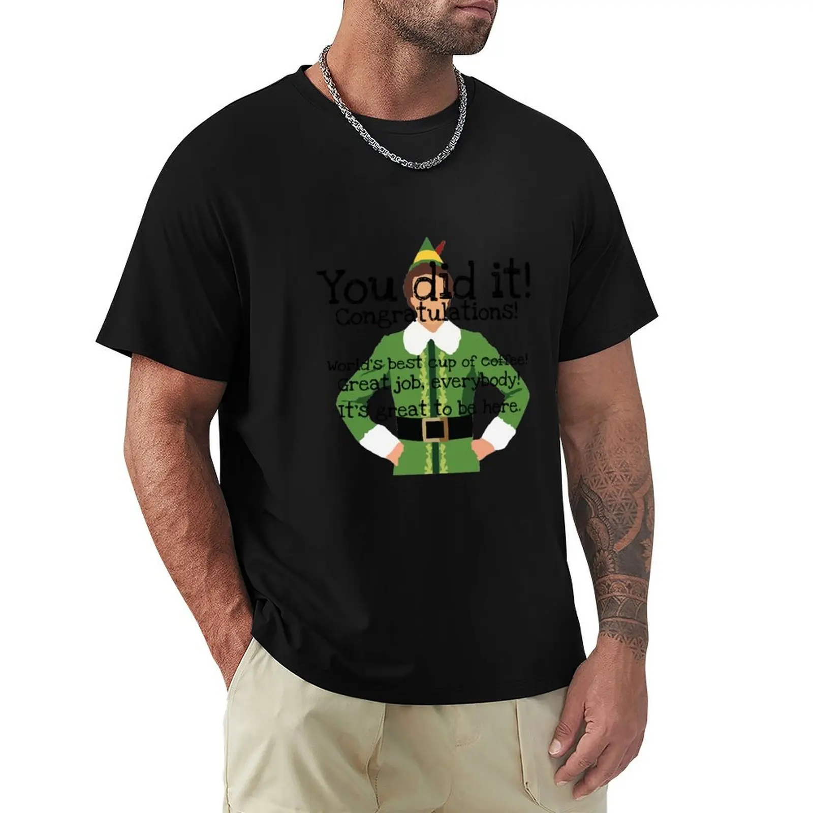 Buddy the elf worlds best cup of coffee T-Shirt Casual Pattern Print Tee Shirt