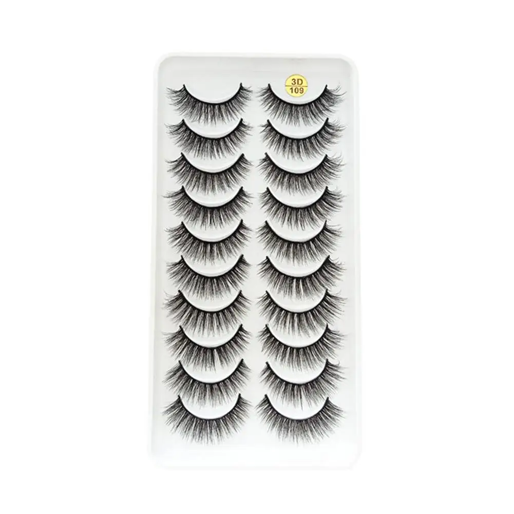 10Pairs False Eyelash Natural Cat Eye Lashes Transparent Thick Lashes Stem Curly Mink Soft Faux Lashes V6C7