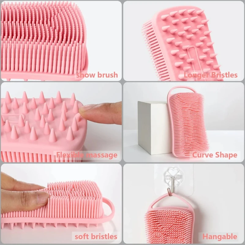 1PC Double Sided Silicone Bath Brush Household Adult Shower Shampoo Brush Body Cleansing Massage Scrubber