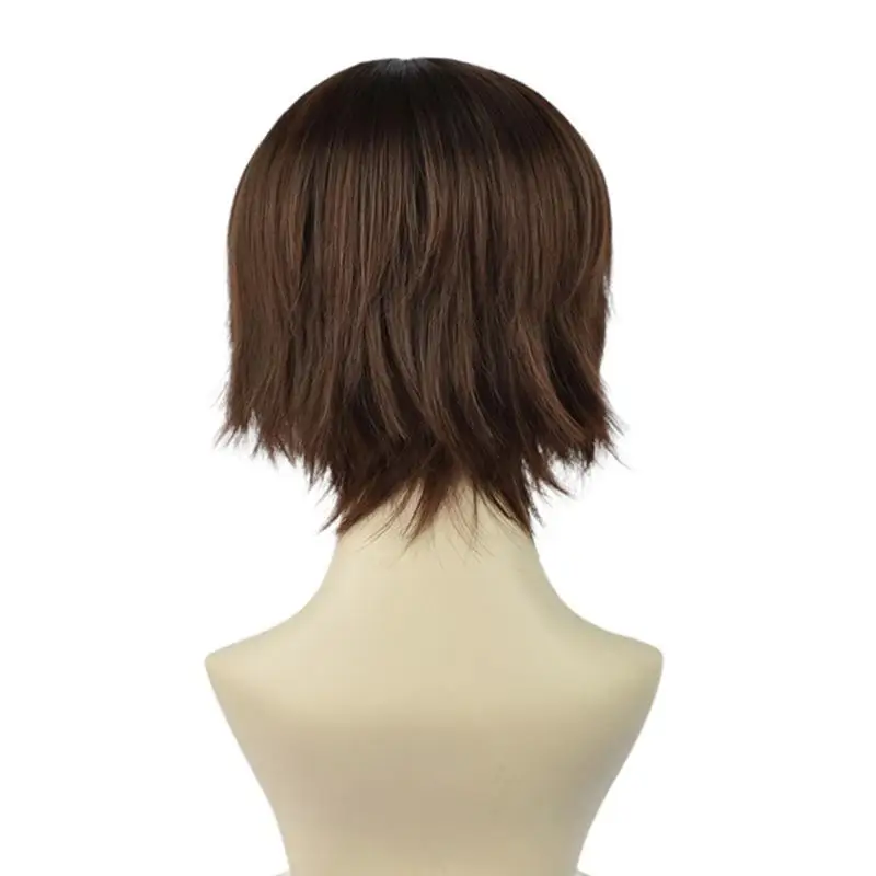 Pelucas de disfraz de Cosplay de Anime, Periwig de estilo japonés Kawaii, pelo simulado corto marrón, accesorios para adultos, accesorios para Halloween