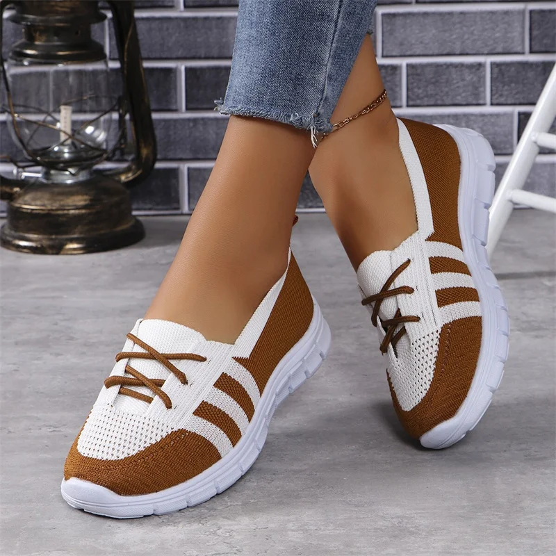 Shoes for Women 2024Brand Lace Up Women\'s Vulcanize ShoesAutumn Round Toe Mixed ColorsBreathableSportShoes Ladieszapatos