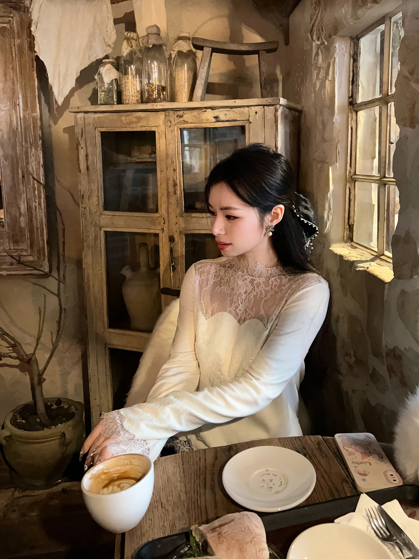 

Женский топ Ele Lace из шерстяной ткани с прямым кроем, длинными рукавами, 40% полиэстер, 30% шерсть, для ношения под одеждой