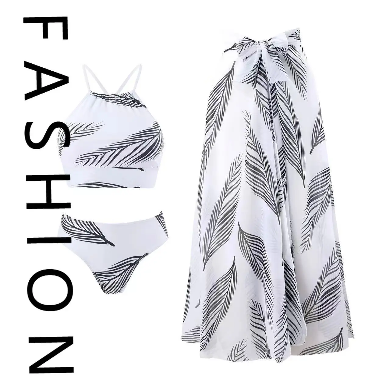 

Новый костюм бикини 2025 года, цельный купальник, юбка с запахом, пляжная юбка, шифоновая блузка в стиле ретро, бикини для плавания с горячими источниками