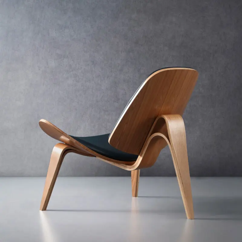 Replica Hans Wegner Style Three-Legged Shell Chair Ash Plywood Fabric Living Room Furniture Modern Lounge Shell Chair