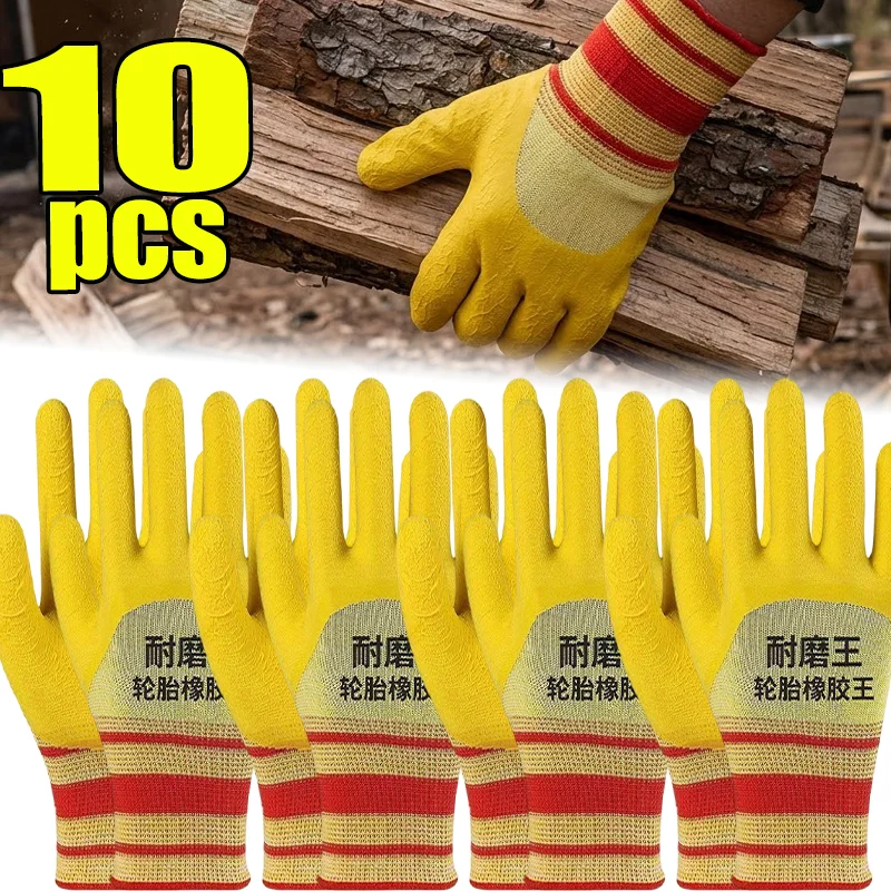 Abrasion Resistant Work Gloves for Construction Site Elastic Cuff Crinkle Finish Protective Safety Grip Glove for Warehouse