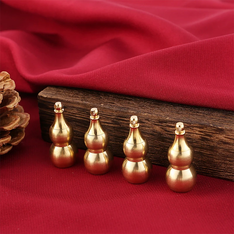 Traditional Chinese Natural Feng Shui Gourd Brass Handicraft Mini Storage Crafts Buddhist Good Luck Home Ornament Car Decoration