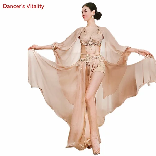Vestido de actuación de danza del vientre, sujetador de satén para personas mayores + falda larga, 2 uds., traje de competición de danza del vientre, traje Oriental