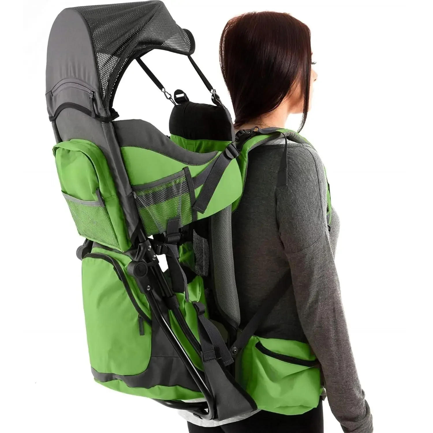 

w-Carrier Backpack - Comfortable Toddler/Baby Backpack Carrier System with Diaper Change Pad, Insulated Pocket + Rain and Sun