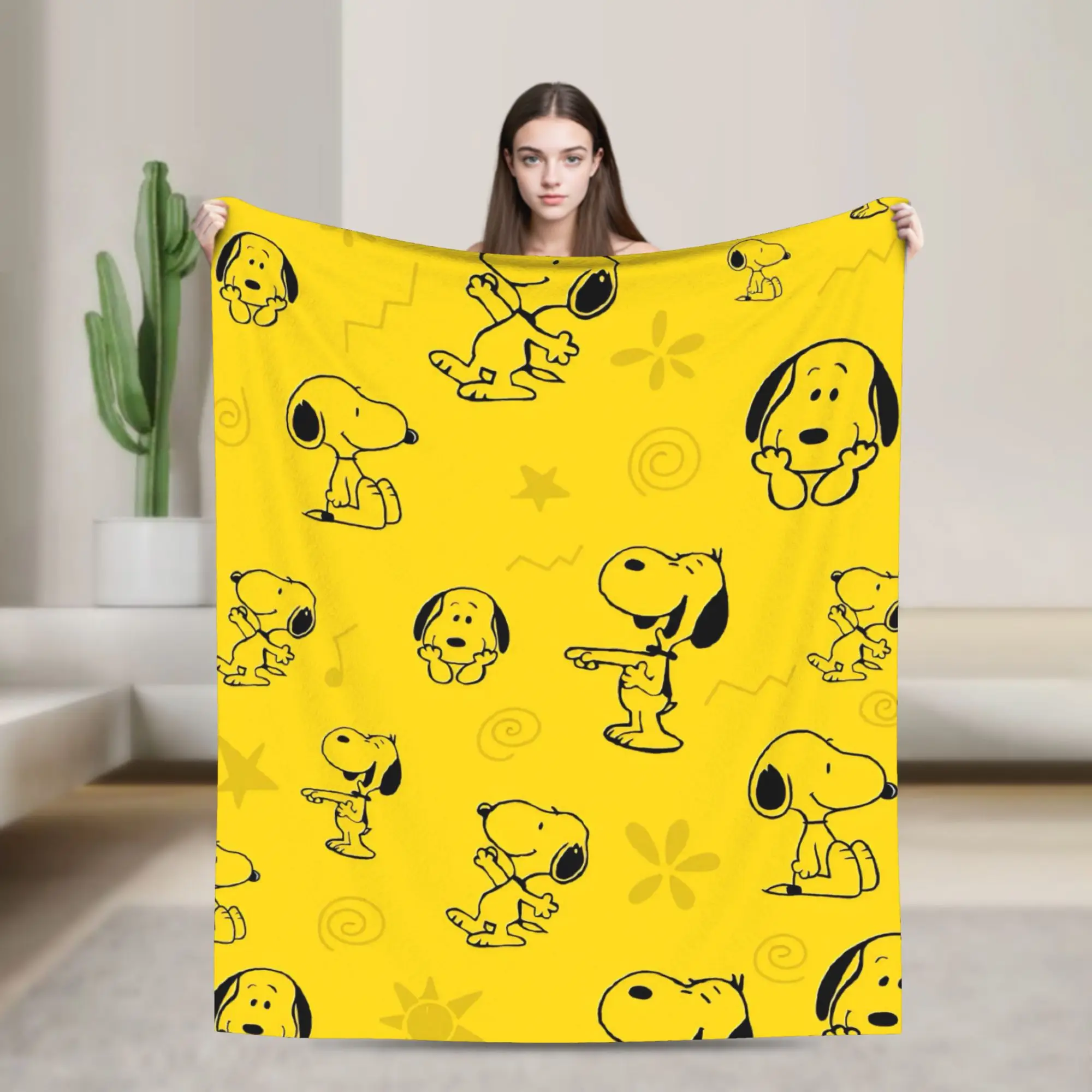 Lovely Dog S-Snoopys Blanket  Flannel Vintage Soft Throw Blankets for Bedding Lounge All Season
