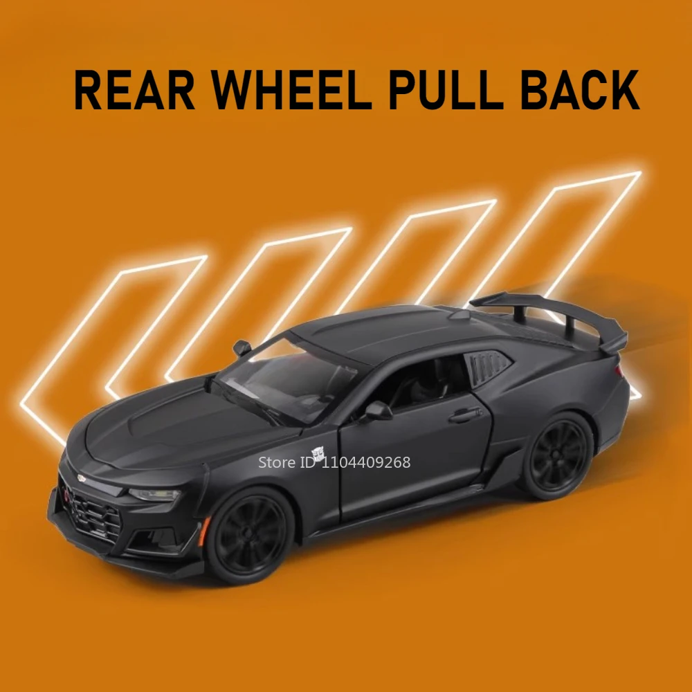 Scala 1:24 Camaro Lykan Modello di auto sportiva Giocattolo Pressofuso in metallo Musica leggera Tirare indietro Modelli di supercar in miniatura Buon regalo per gli amici