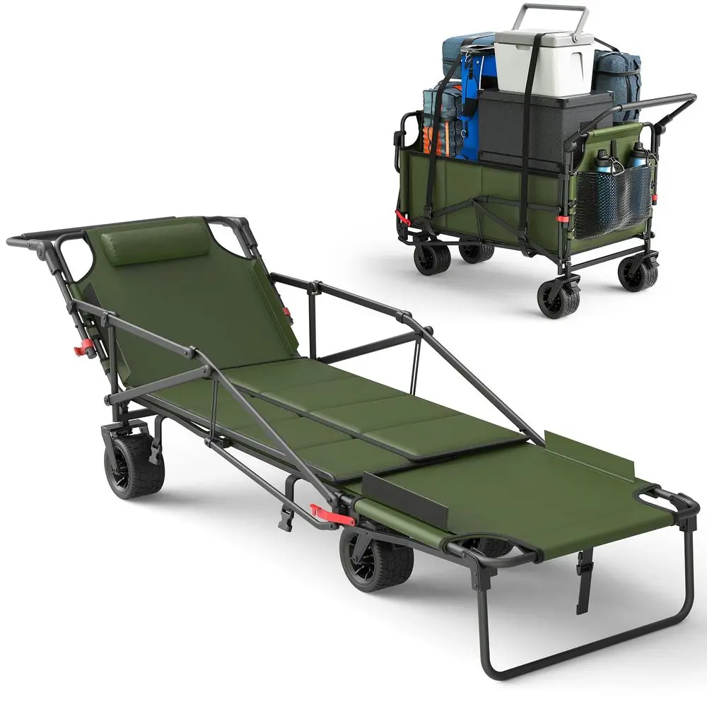 Multifunctional Folding Wagon Carts,Convertible Beach Chair,650LBS Large Capacity,Foldable Portable Wagon,Utility Cart Suitable