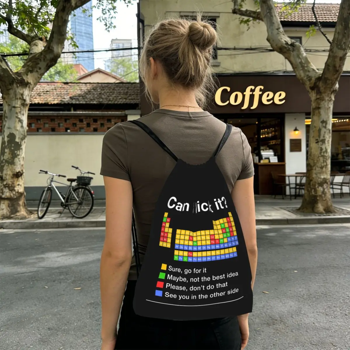 Can I Lick It Periodic Table Backpacks Casual Drawstring Bundle Pocket Sports Bag Book Bags for Travel Students