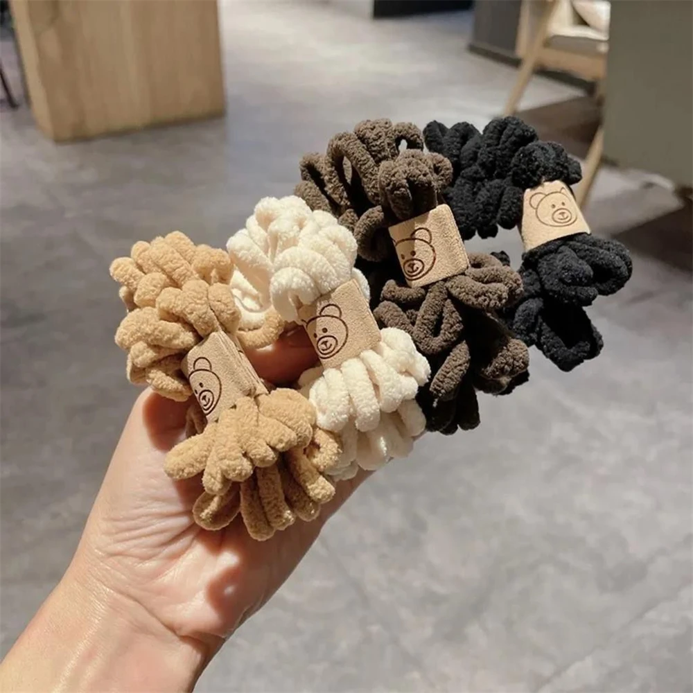 New Plush Elastics Hair Ties Little Bear Hair Rope for Girl No Hurt Hair Ponytail Hair Ring Hair Accessories for Women in Winter