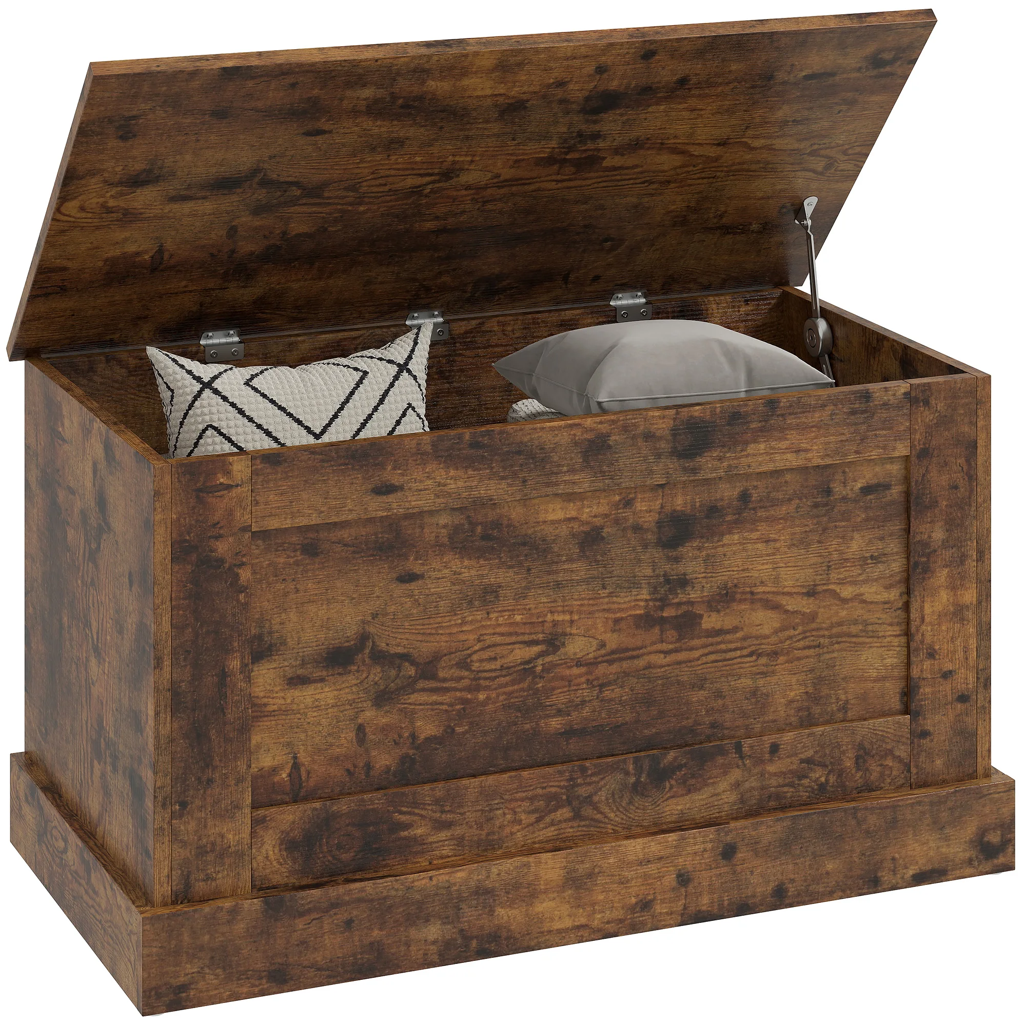 HOMCOM opbergkist, kist voor speelgoed, met veiligheidsscharnier, voor woonkamer, entree, 80x40x45 cm, rusti bruin