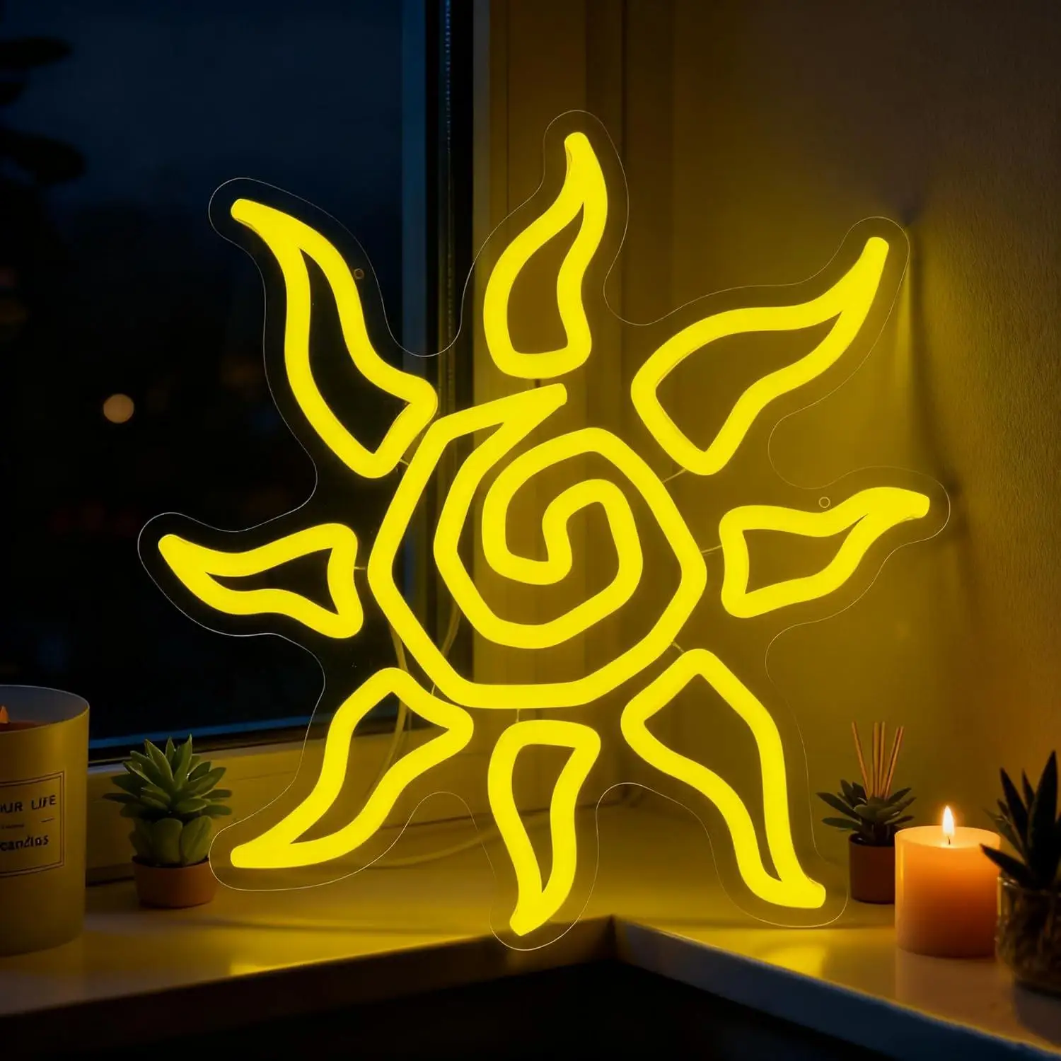 

Sun Neon Sign Dimmable Sunburst LED Neon Lights for Boho Wall Decor Meditation Room Game Room Bar Man Cave Living Room