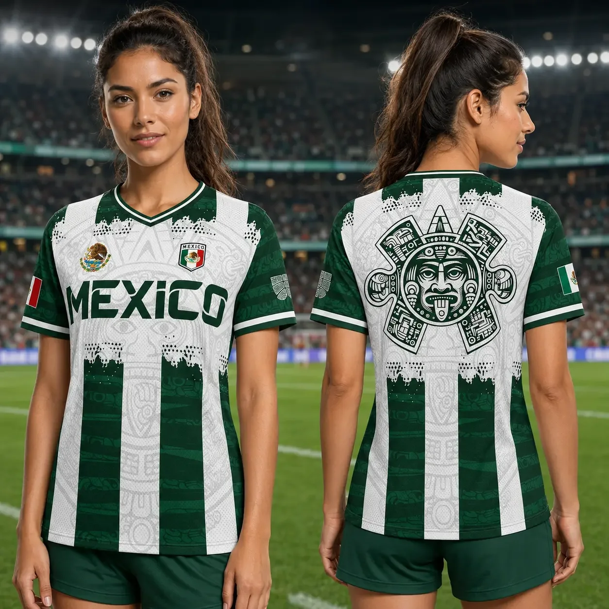 Mexican Aztec Calendar Soccer Shirt - Full Print Casual Four Seasons T-shirt Men and Women Breathable Quick Drying Sports Shirt