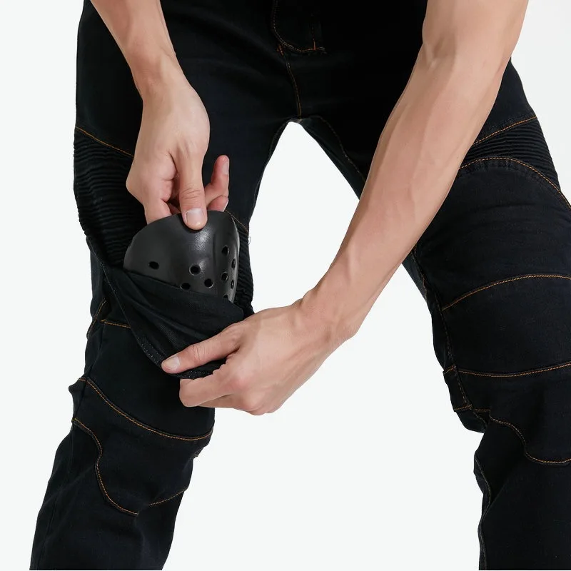 2026 Cross border foreign trade motorcycle jeans men's retro elastic casual motorcycle anti fall pants straight leg riding pants