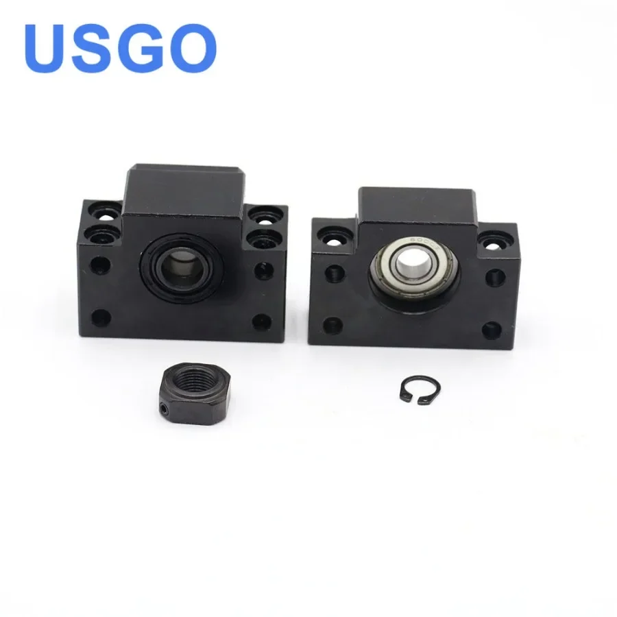 USGO  Ballscrew End Supports Set BK15 BF15 Fixed Side for SFU2005 SFU2010 Ballscrew Liner Guides Machine CNC Parts holder