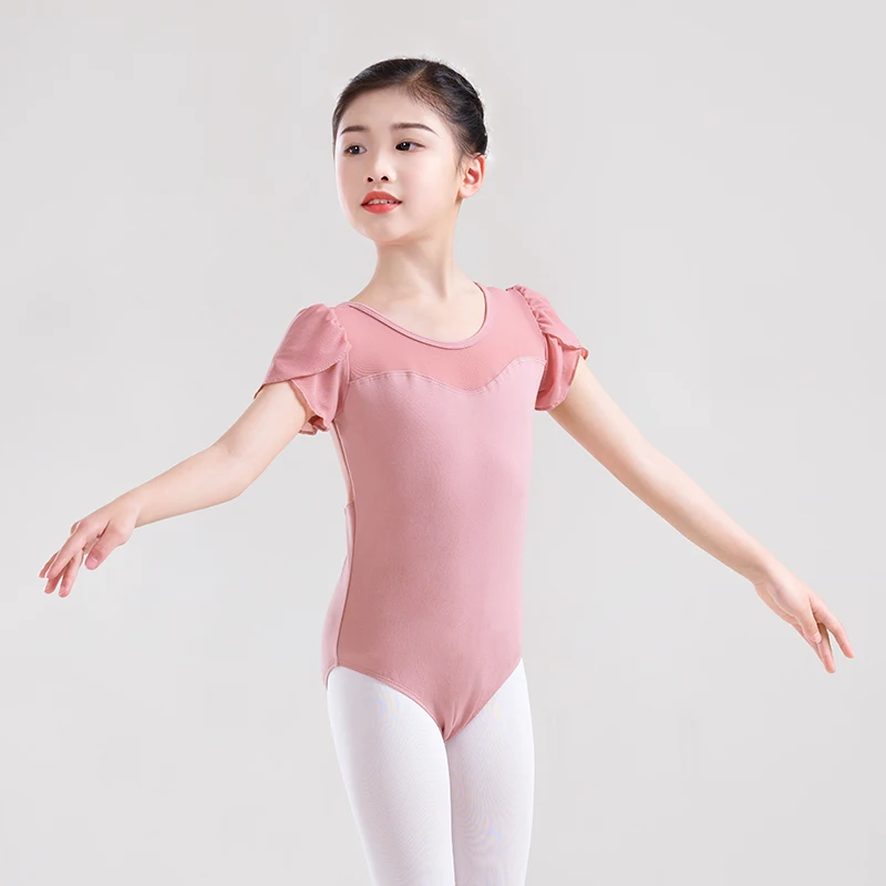 Ballet Leotards for Girls Child Dance Leotards Short Sleeve Dance Gymnastic Bodysuits Cotton Ballet Costumes