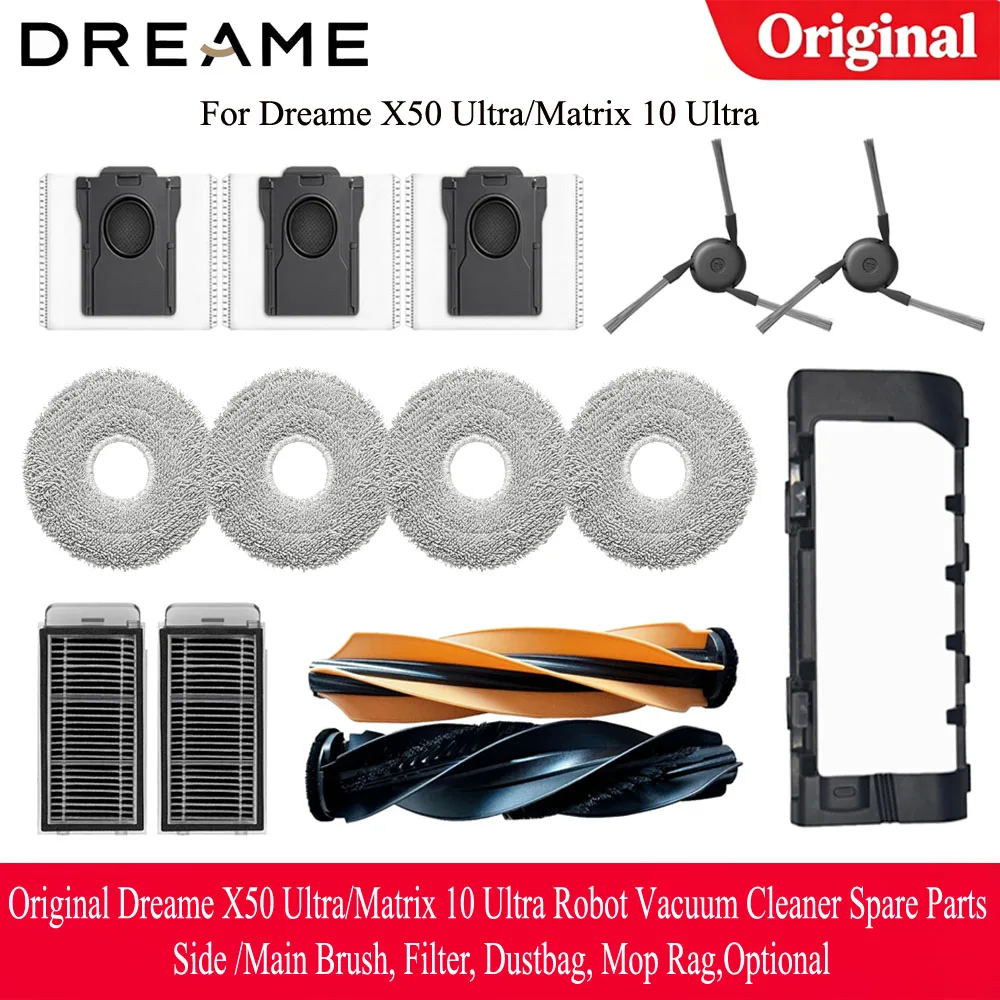 Original Dreame X50 Ultra/Matrix 10 Ultra Robot Vacuum Cleaner Spare Parts Side /Main Brush, Filter, Dustbag, Mop Rag,Optional