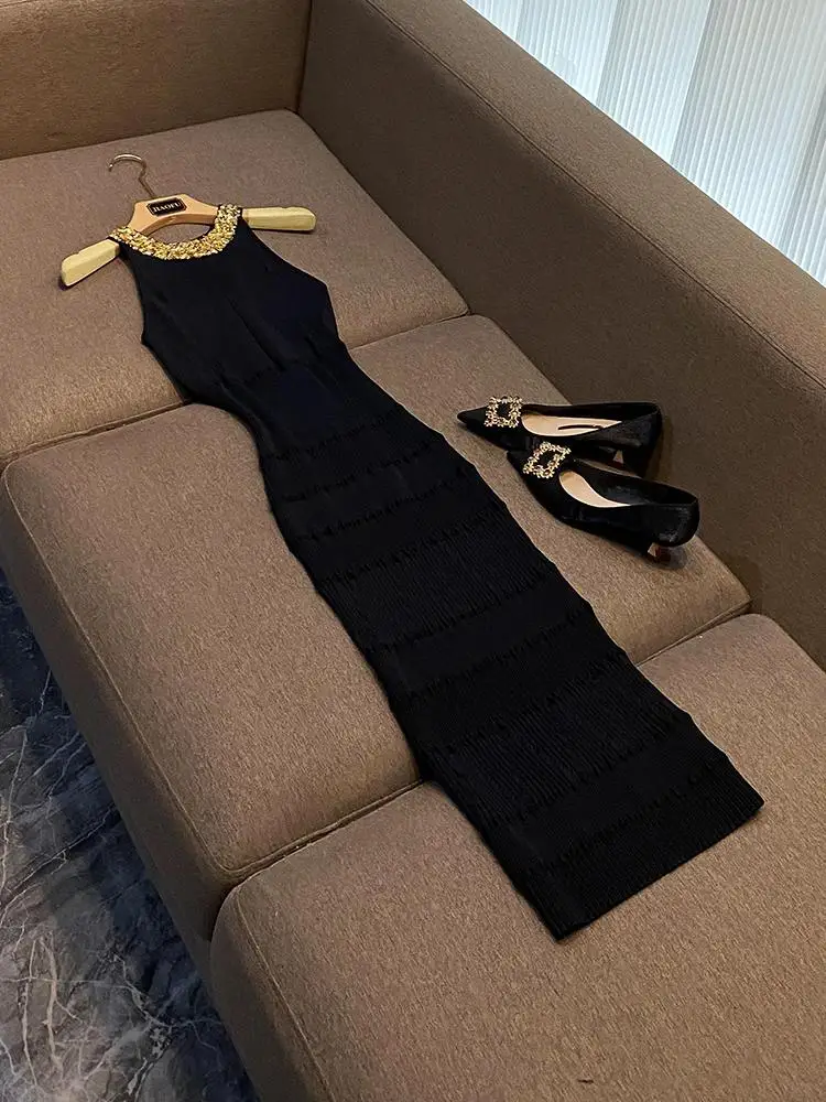 

Women's Knitted Svel High Ne Slim Fit Dr Ci Commute Sle round Ne Gown Long Evening Gown Ci Commute