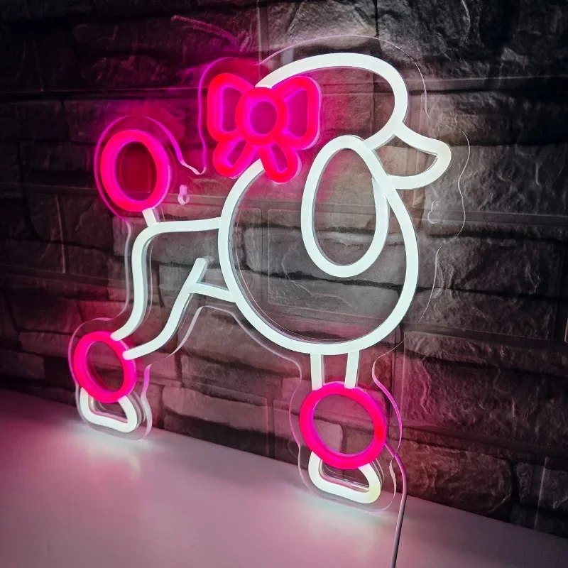 Dog Neon Wall Decor Cute Poodle Lights Animal Bedroom Kids Room Pet Shop Art Wall Decoration Pink Light Birthday Girl Boy Lovers