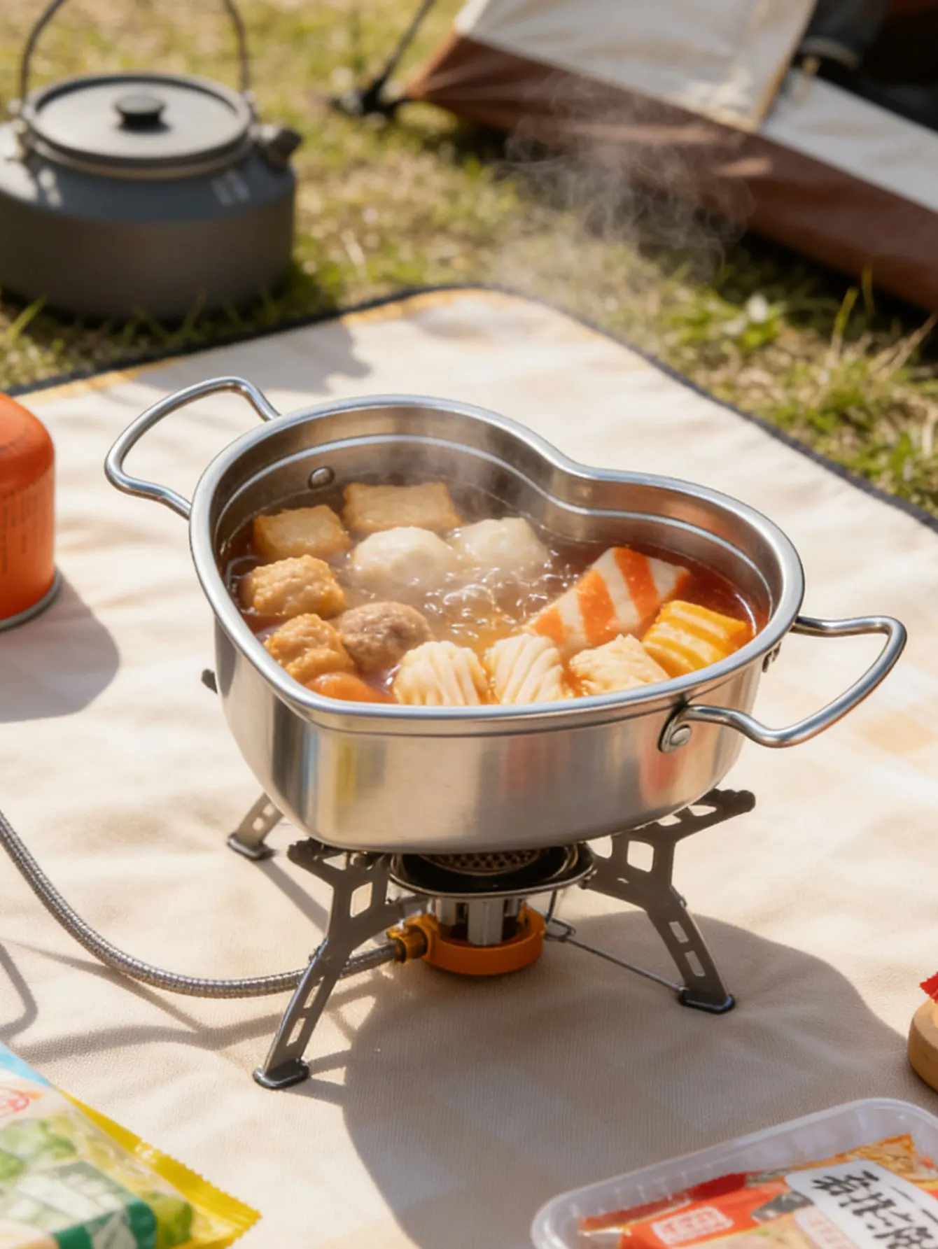 Olla para mariscos de acero inoxidable 304 estilo coreano, olla caliente creativa en forma de corazón, olla pequeña para cocinar con inducción, olla para sopa Tom Yum para el hogar, 1 unidad