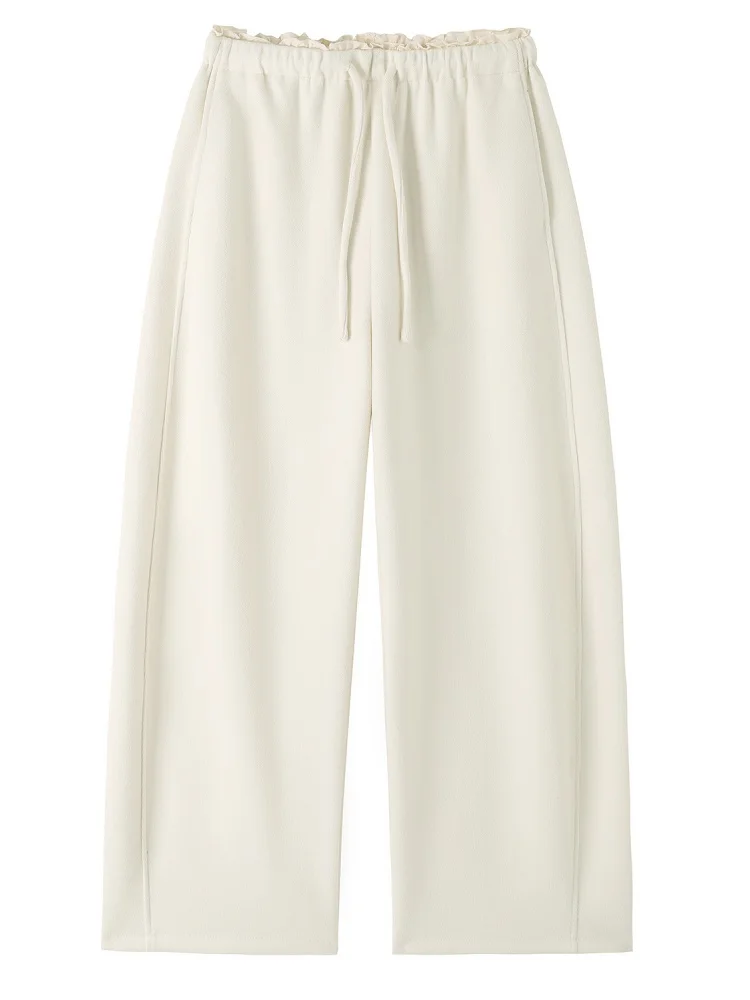 ay Fce gevoerde imitatie camere wijde pijpen rechte bananenbroek hoge taille broek voor dames woon-werkverkeer Sle Koreaanse Faion